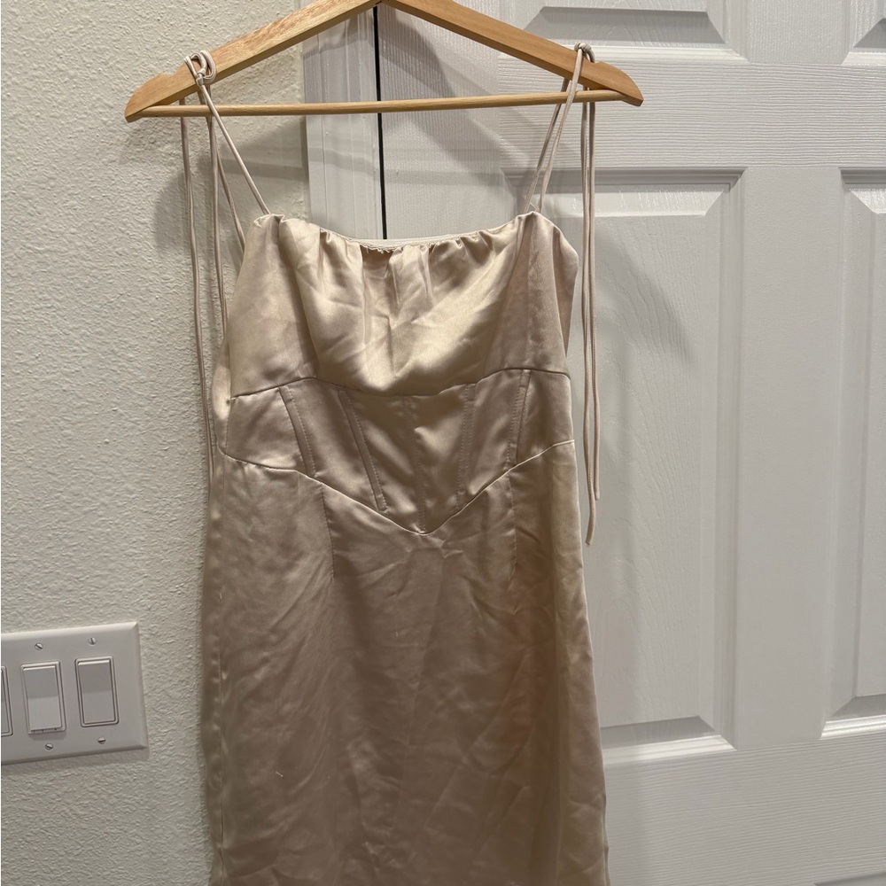 Princess Polly Champagne Satin Strapless Slip Dress